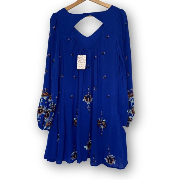NWT Free People Embroidered Oxford Dress in Cobalt Blue Size Small - Picture 4 of 11